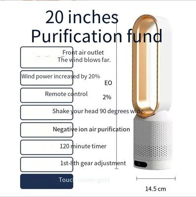 Ventilateur sans lame de 20 pouces 2 heures avec écran tactile et technologie de circulation d'air