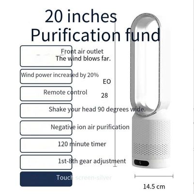 Ventilateur sans lame de 20 pouces 2 heures avec écran tactile et technologie de circulation d'air