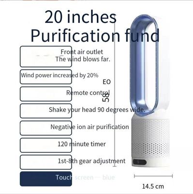 Ventilateur sans lame de 20 pouces 2 heures avec écran tactile et technologie de circulation d'air