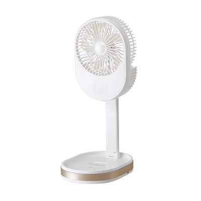 Logo personnalisé Ventilateur de table rechargeable USB 1500 mAh avec lumière LED et matériau ABS PP
