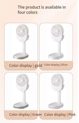 Logo personnalisé Ventilateur de table rechargeable USB 1500 mAh avec lumière LED et matériau ABS PP