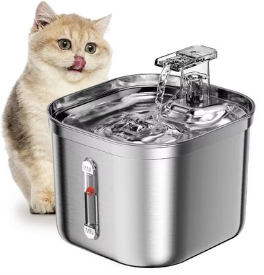 Dispensateur automatique d'eau pour animaux de compagnie d' acier inoxydable de 2,2 litres carrés