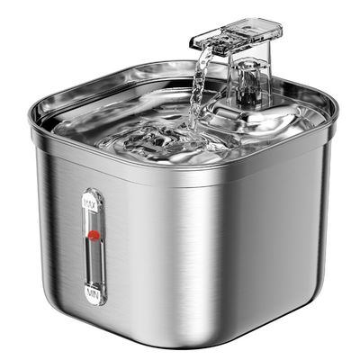 Dispensateur automatique d'eau pour animaux de compagnie d' acier inoxydable de 2,2 litres carrés
