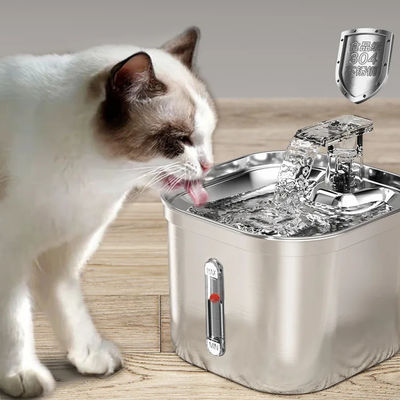 Dispensateur automatique d'eau pour animaux de compagnie d' acier inoxydable de 2,2 litres carrés
