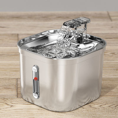 Dispensateur automatique d'eau pour animaux de compagnie d' acier inoxydable de 2,2 litres carrés