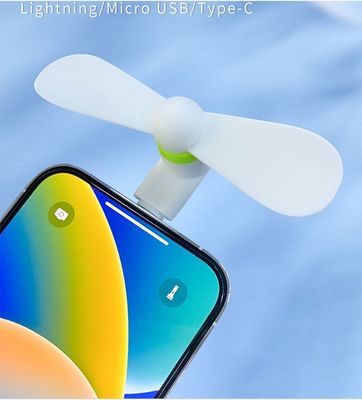 Logo imprimé sur écran de soie 2 en 1 Mini ventilateur USB pour iPhone et Android Type-C Seulement 15g