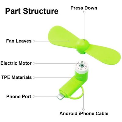 Ventilateur de téléphone portable pliable TPE matériau ABS 2 en 1 pour iPhone Android