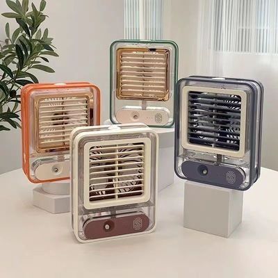 USB Rechargeable 420g Tableau de bureau Air Cooler Ventilateur de climatisation avec lumière LED
